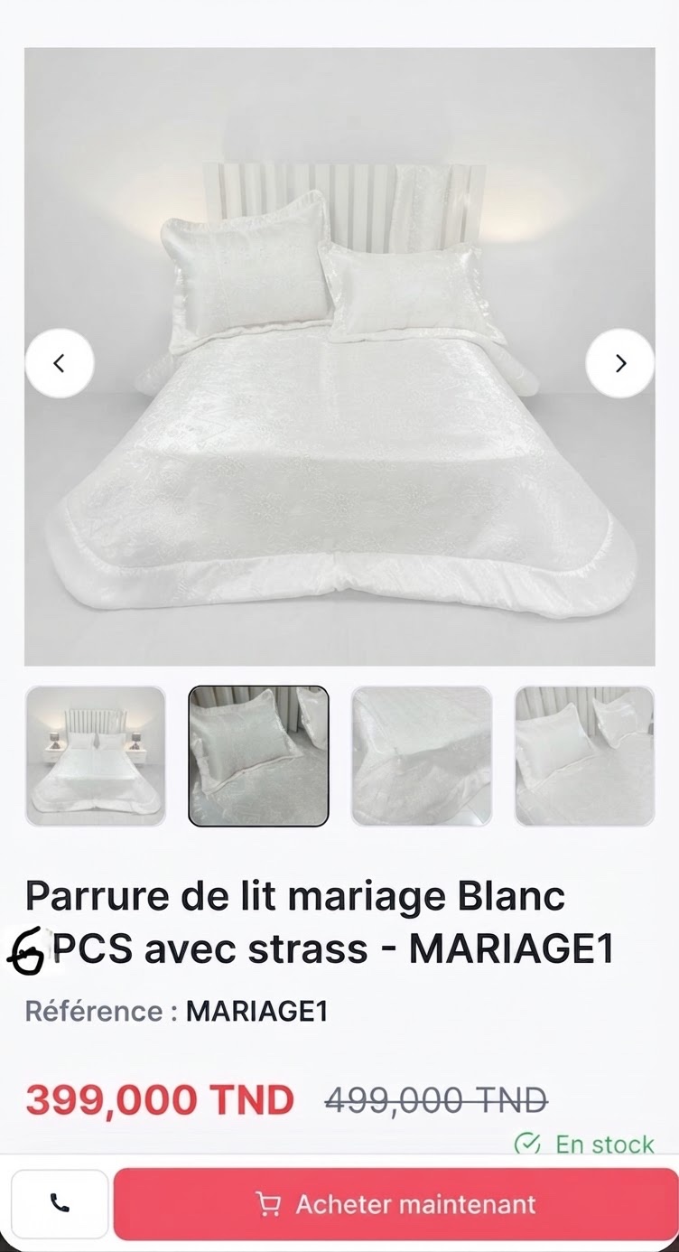 Parure mariage satinée 6 pcs made in Turkey 