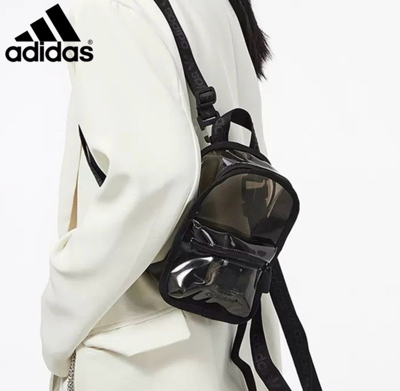 Adidas Originals Men's And Women's Sports Casual Mini Bag Transparent Backpack H51000