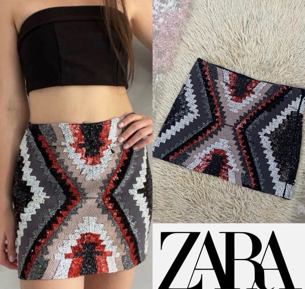 Zara sequin skirt mini