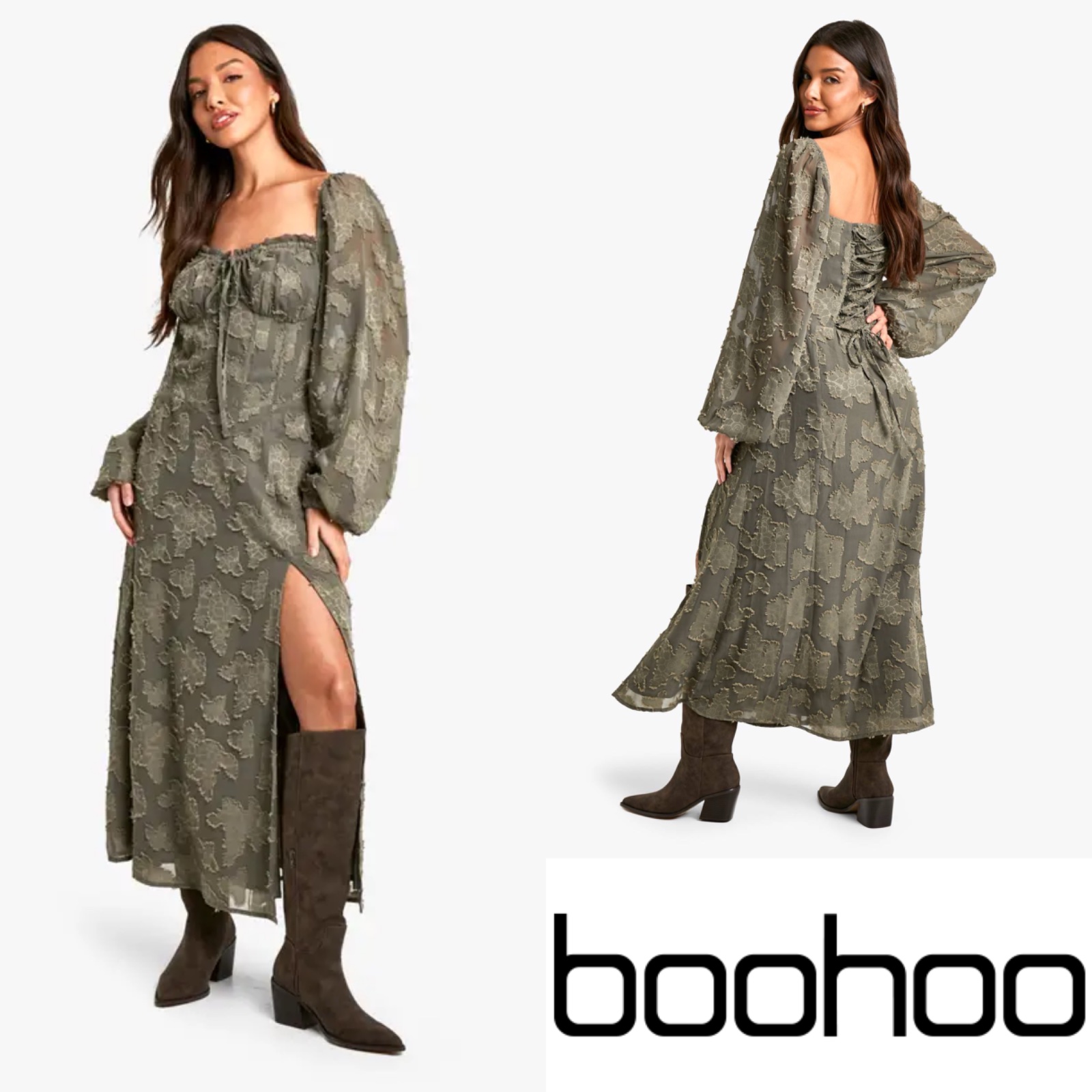 Robe longue Boohoo kaki - Neuf avec étiquette 🌿
