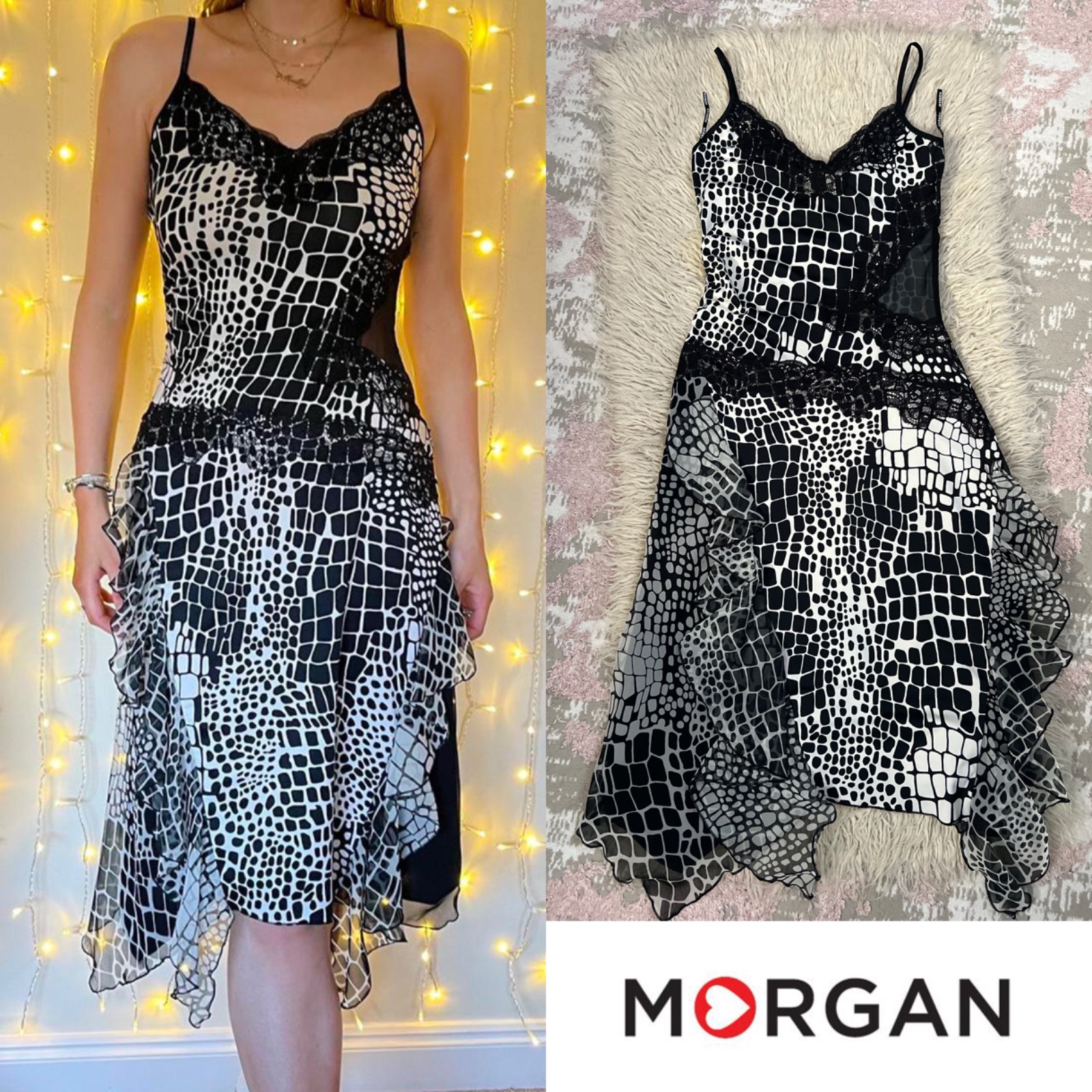 Robe midi Morgan – Imprimé graphique & détails dentelle Neuf