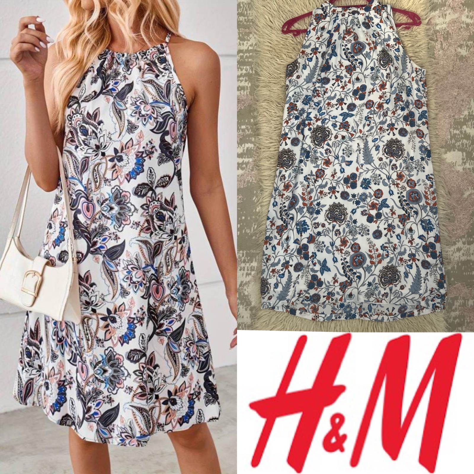 Be courte élégante à motifs floraux et col halter H&m