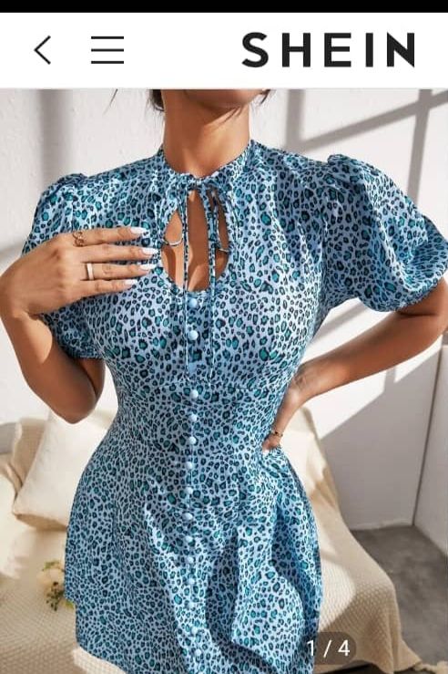Robe bleu Léopard shein