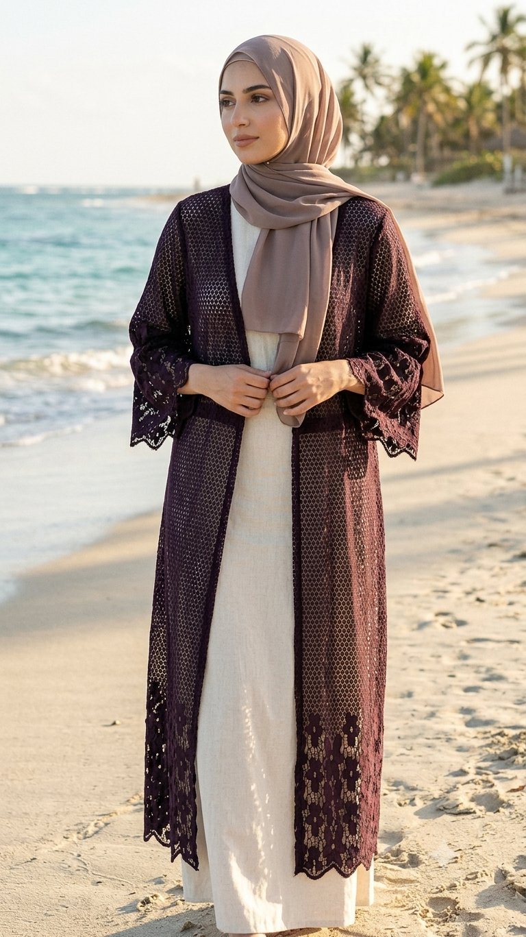 Kimono dentelle noir femme 