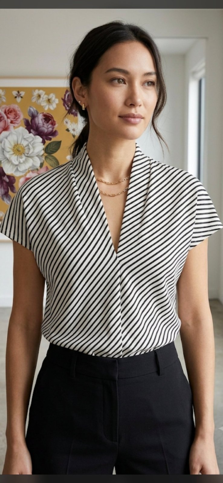 PULL H&M RAYURES NOIR 