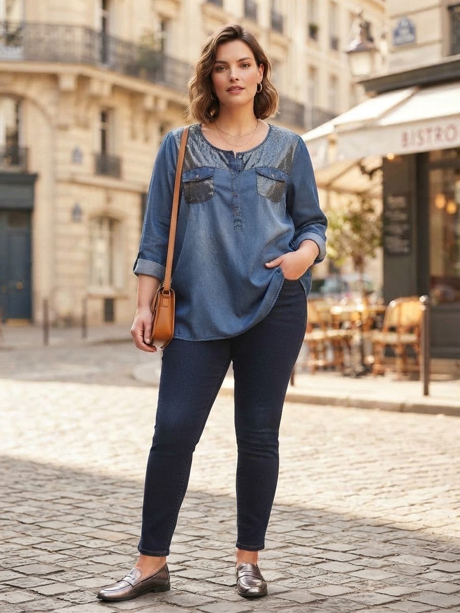 Chemise jeans femme oversized 