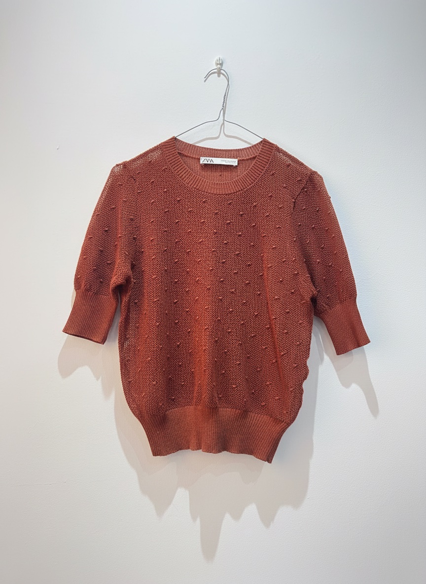 Pull en maille fine Zara – Marron brique