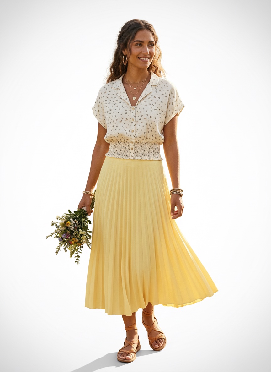 Set jupe plissé avec chemise crop