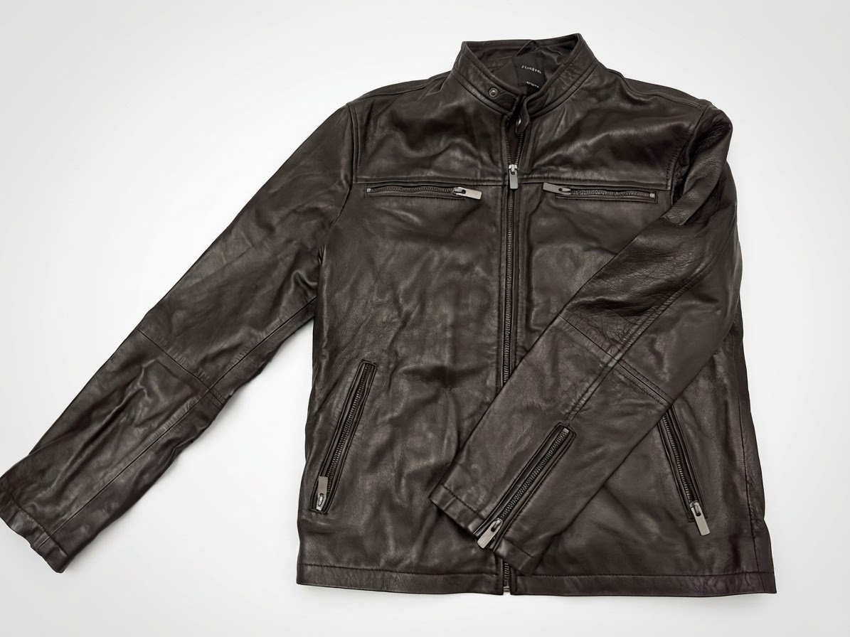 Veste en cuir véritable noire Celio – Neuve