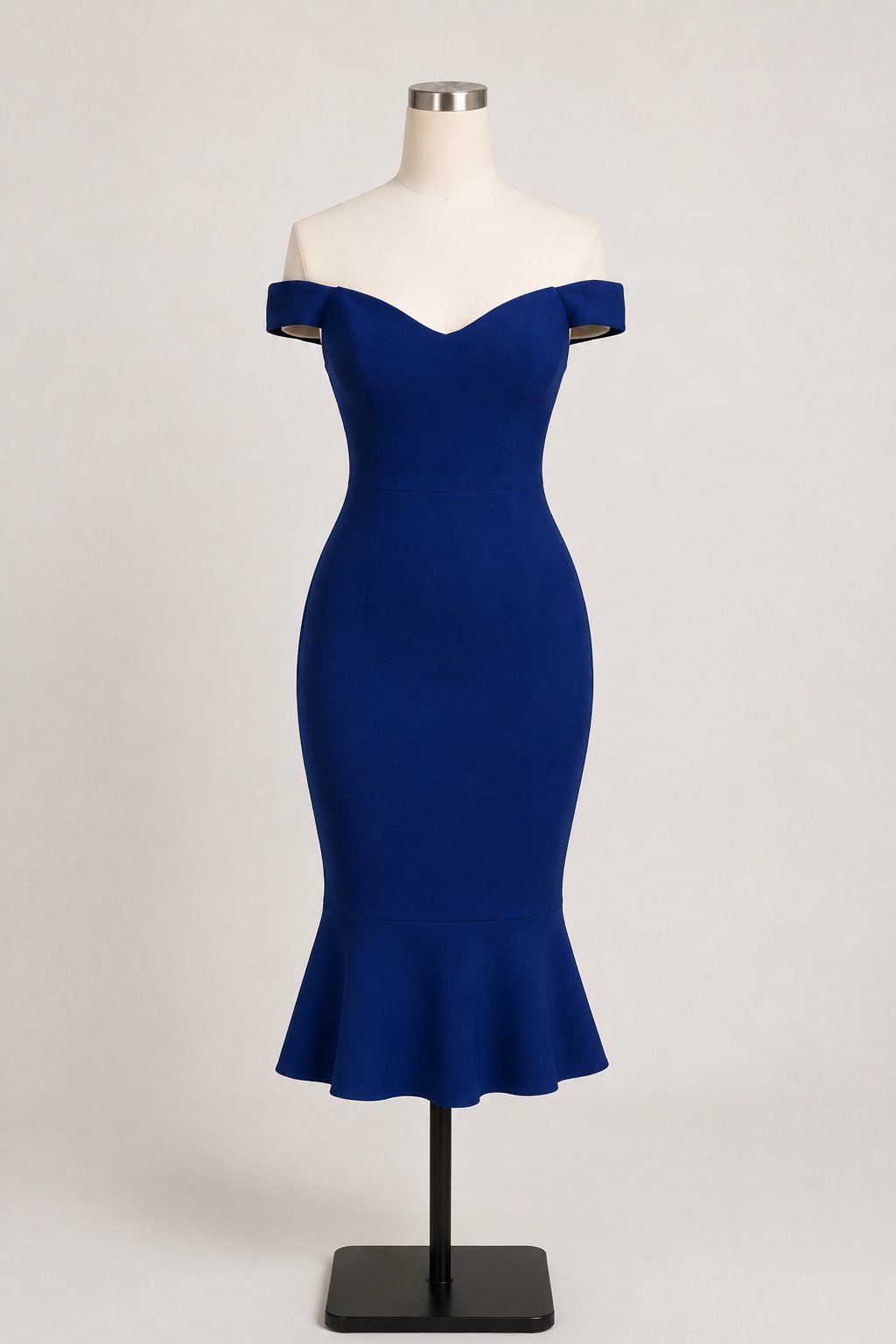 Robe Élégante Bleu Royal Épaules Dénudées