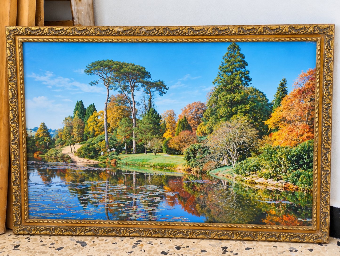 Tableau décoratif paysage avec cadre doré vintage✨
