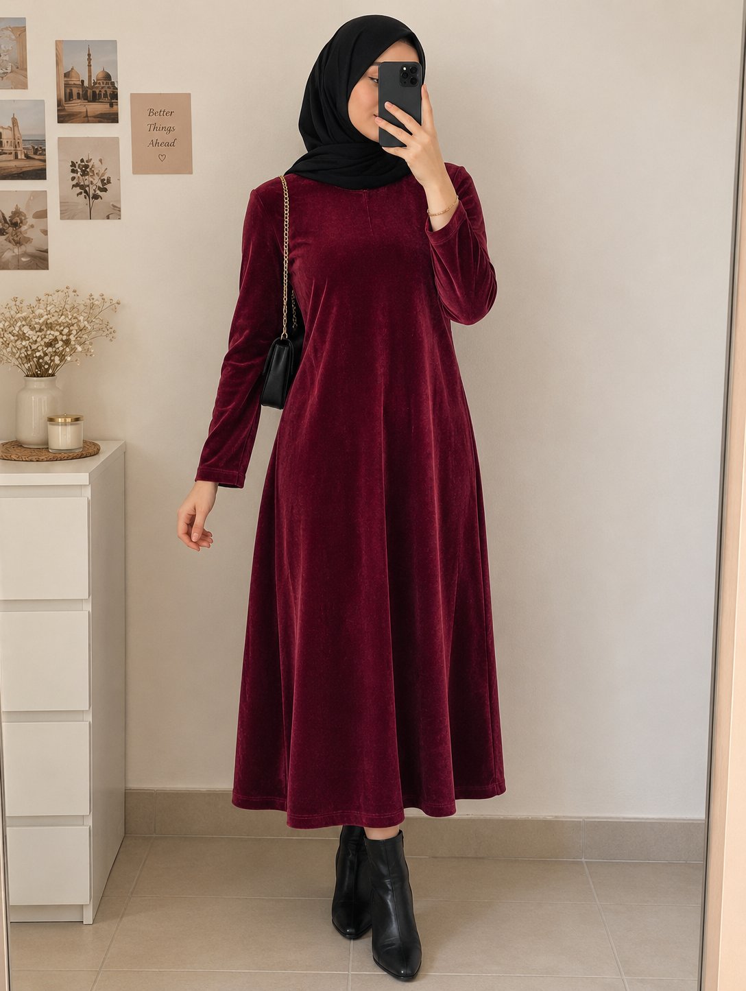 Robe rouge bordeaux en velours ✨❤️