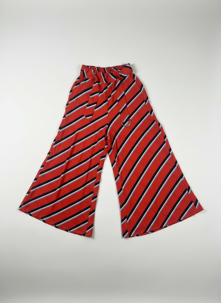 Pantalon orange large rayé 