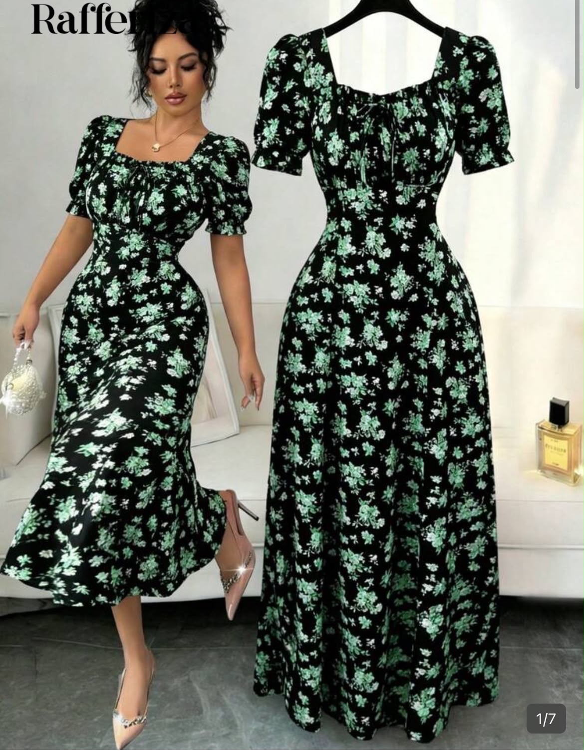 Robe fleurie avec fente