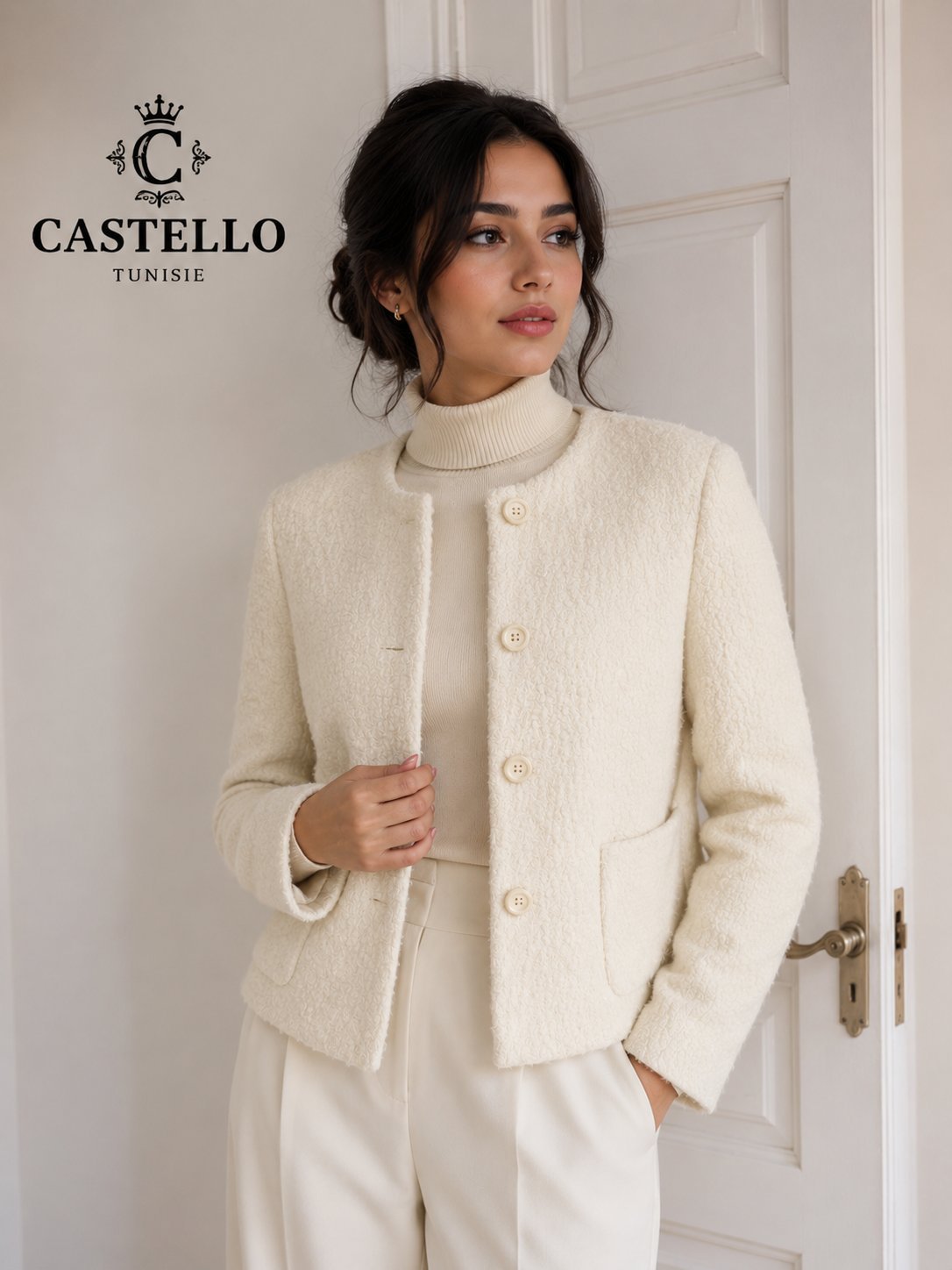 Veste bouclée écrue CASTELLO
