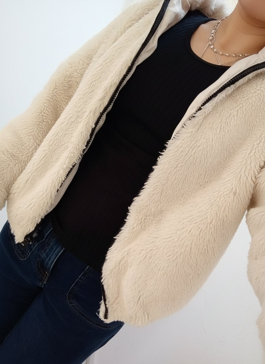 Veste polaire beige à capuche ultra douce 🤍