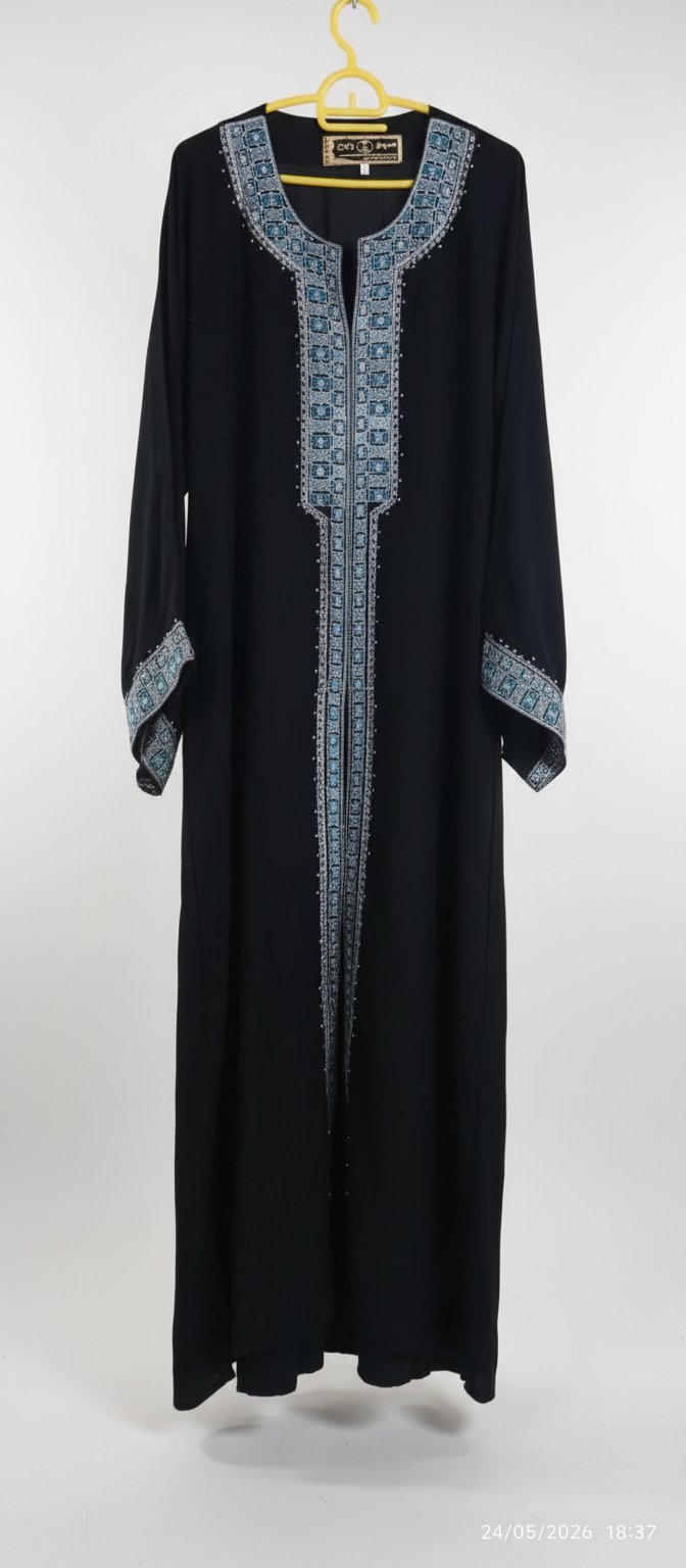 Jelbeb noire avec décoration bleu et argenté