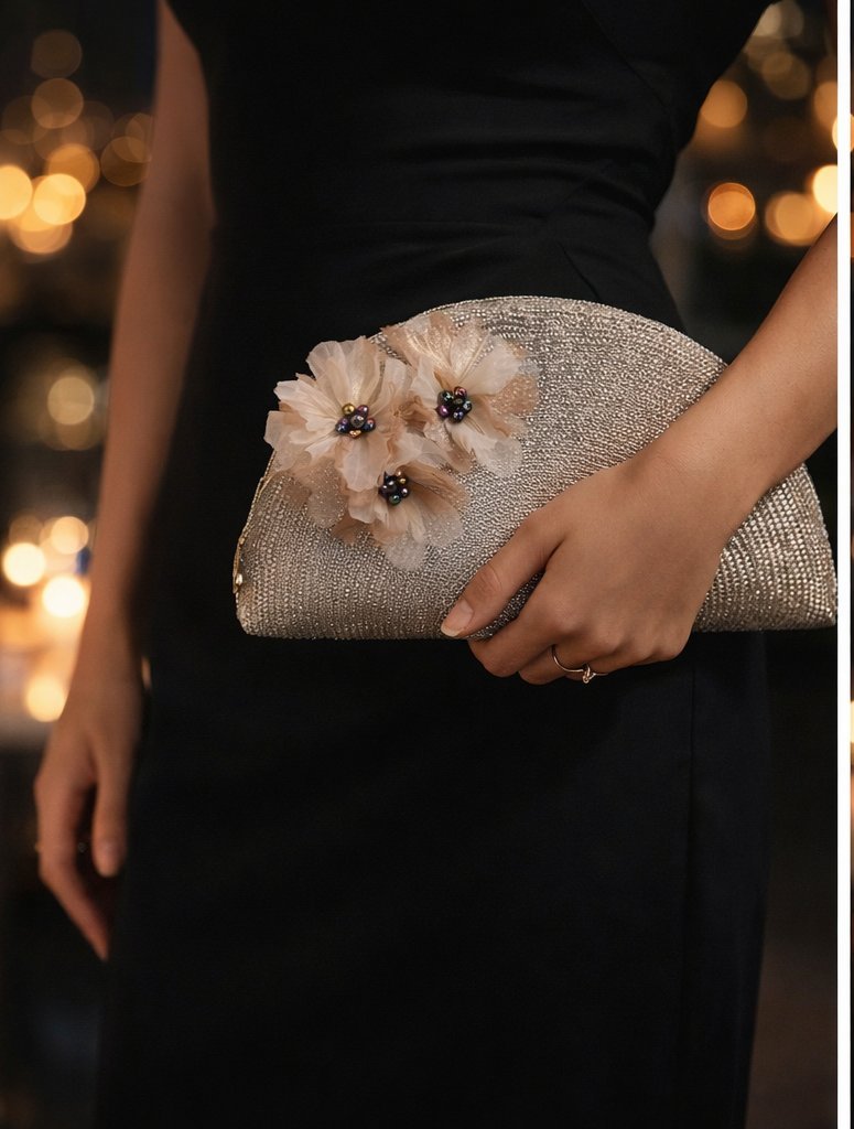 Pochette grege avec motif fleur 
