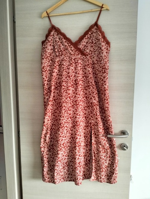 🌸 Robe fluide imprimée marron & blanc 