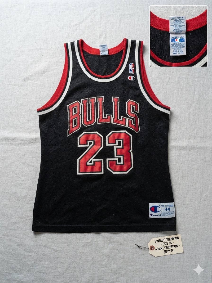 Classic Vintage Champion Chicago Bulls Michael Jordan #23 Jersey from the mid-to-late 1990s