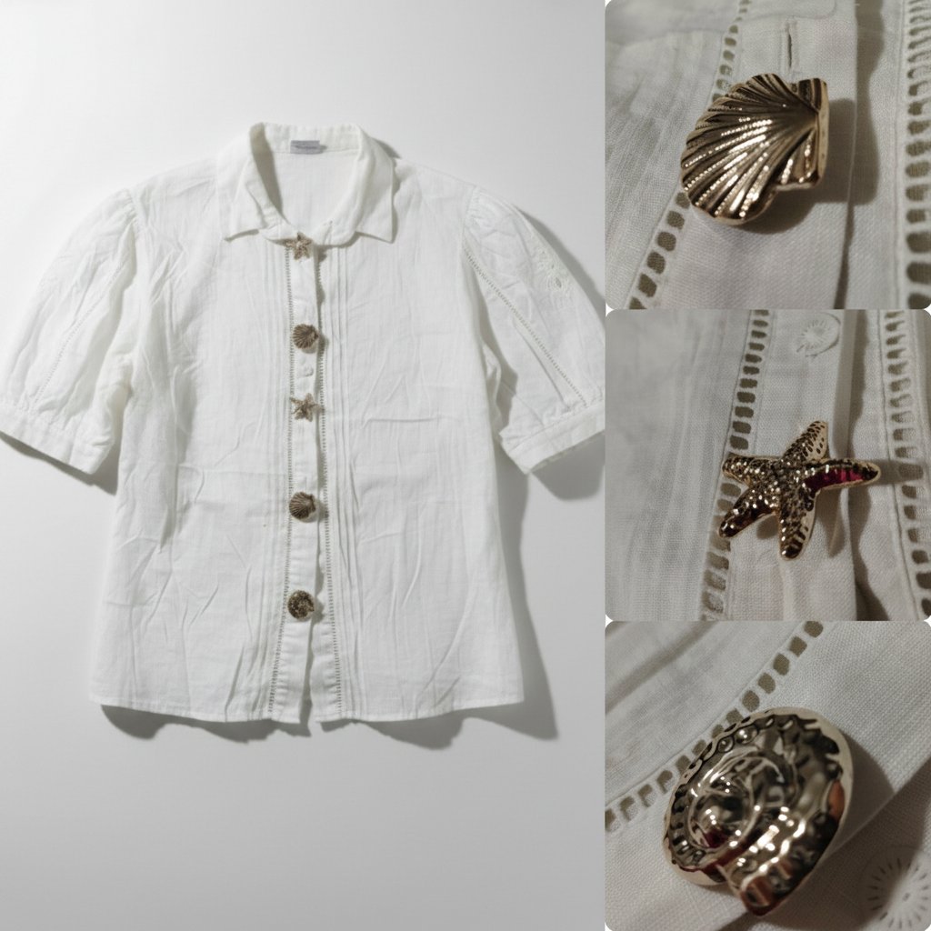Une chemise avec des boutons coquillages 