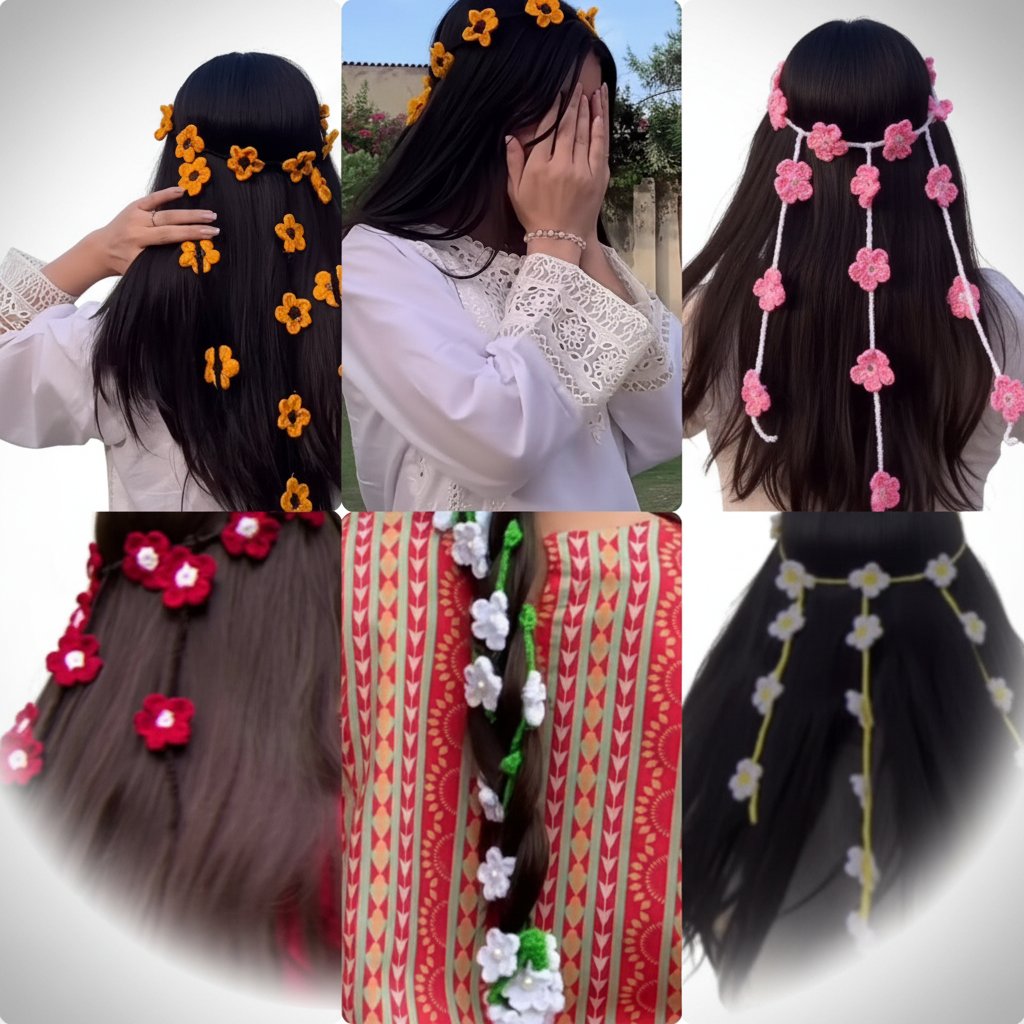 Des fleurs sur la tête crochet