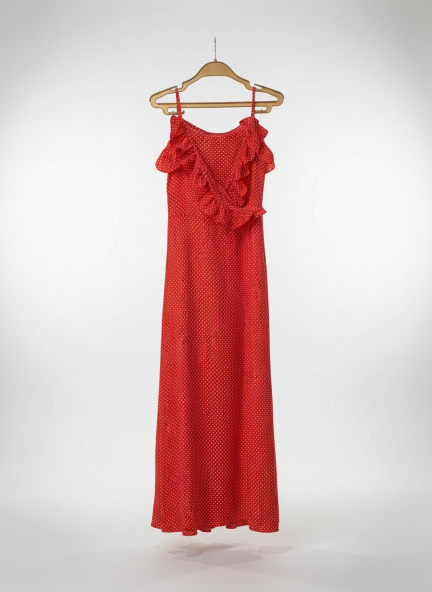 Robe rouge à pois blancs