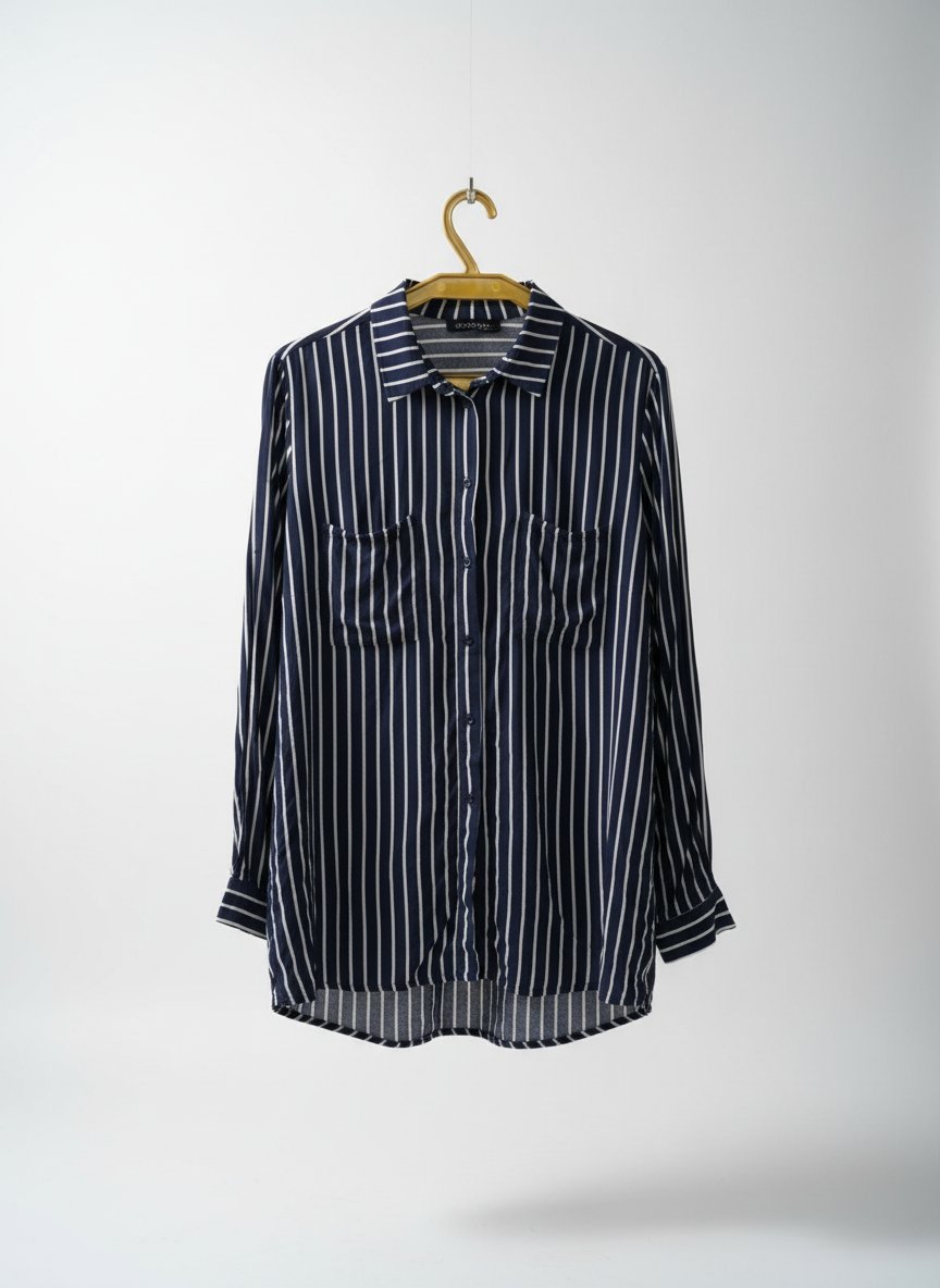 Chemise rayée bleu marine et blanc
