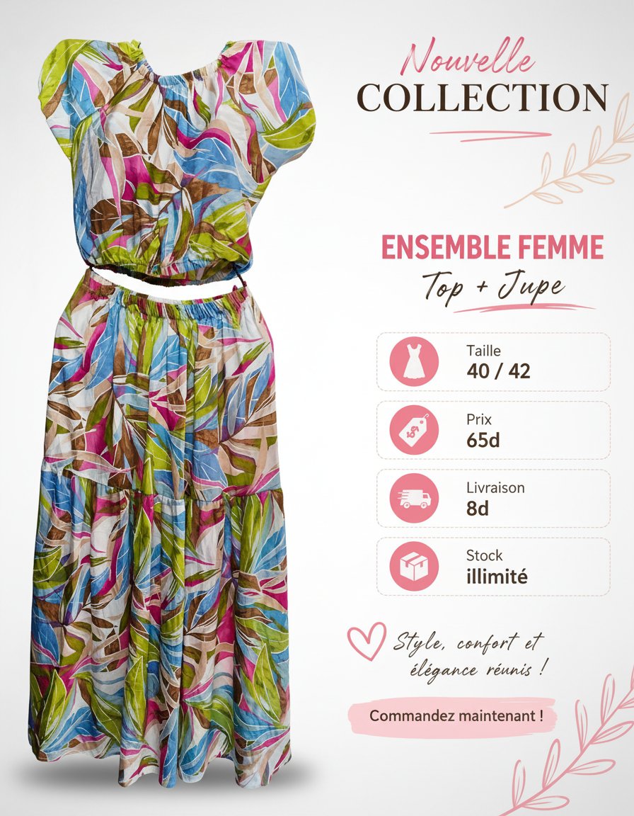 Ensemble femme 2 pièces top.jupe