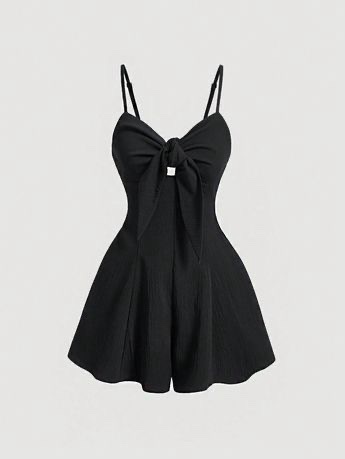 Col noir sexy sans manches, en tissu uni, orné de bretelles, non extensible, idéal pour l’été