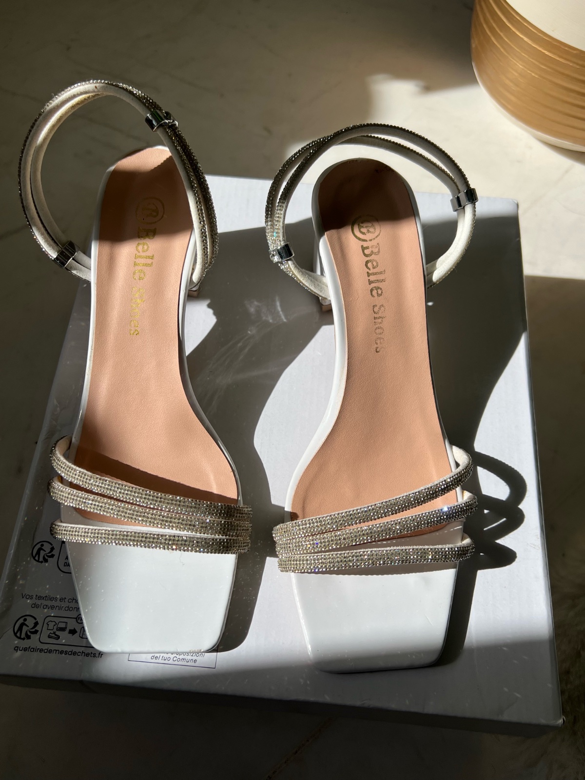 Sandales à talons strass blanc 