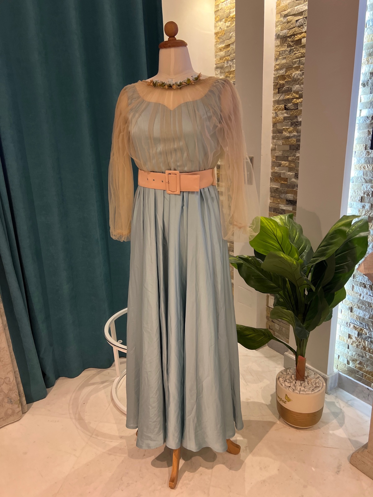 Robe soiree bleu ciel