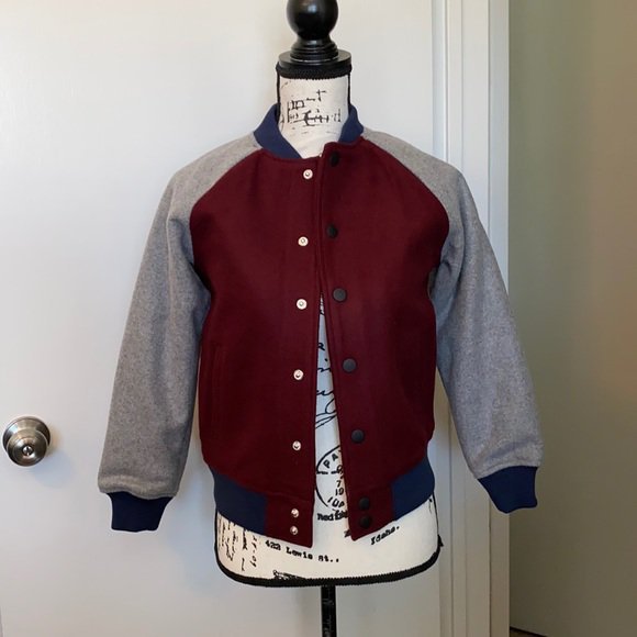 Veste Teddy Old Navy – Style Varsity Vintage – Bordeaux & Gris