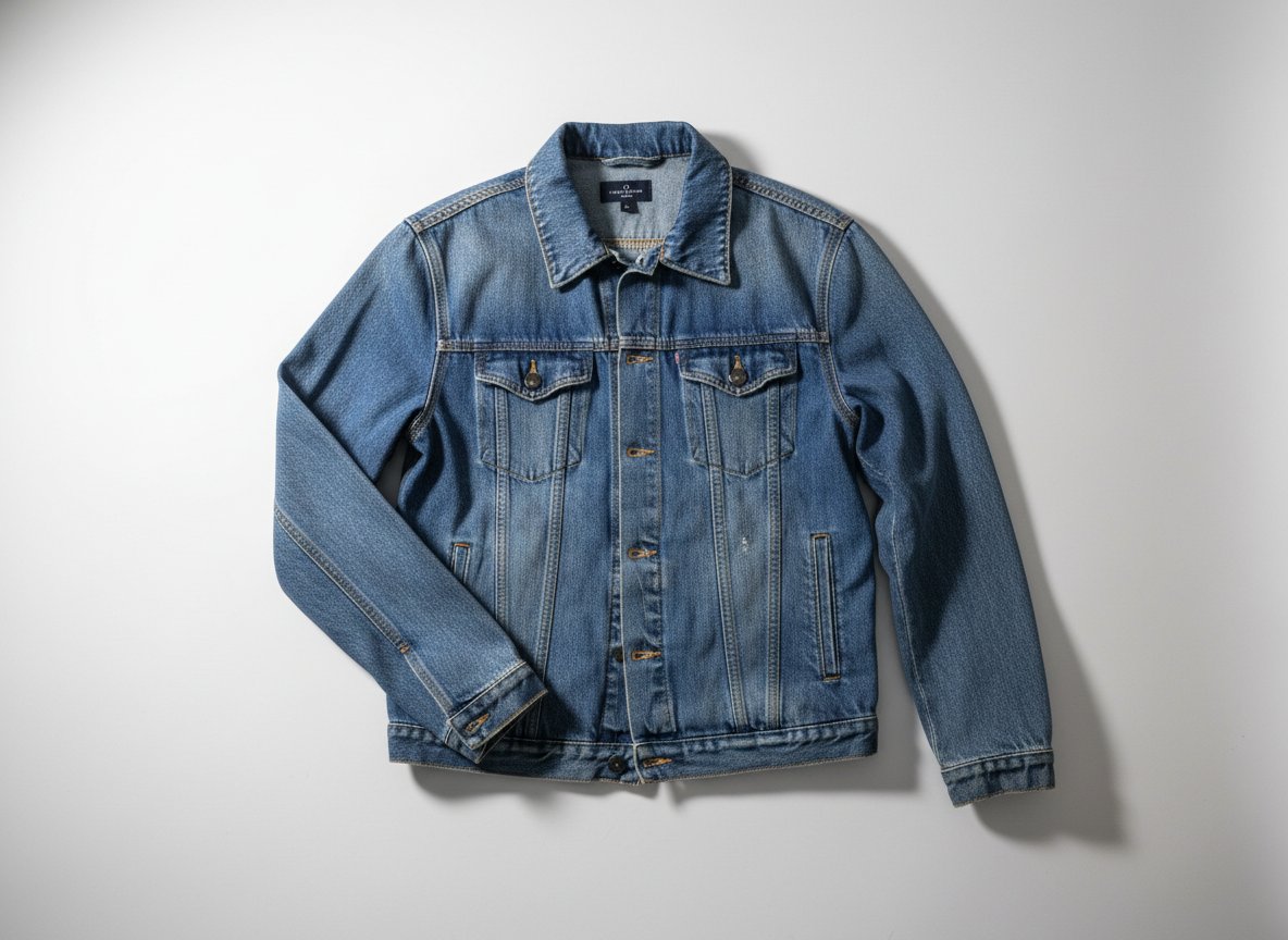 Veste en Jean Denim Classique – Coupe Ajustée – Bleu Délavé