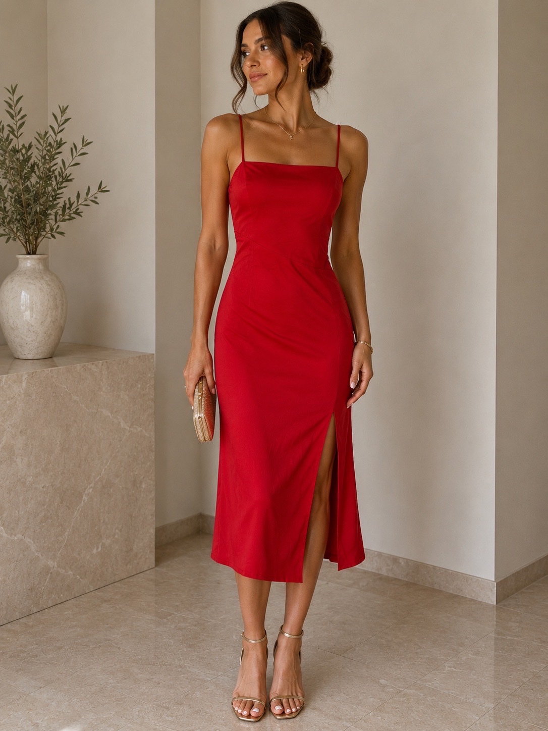 Robe rouge en satin