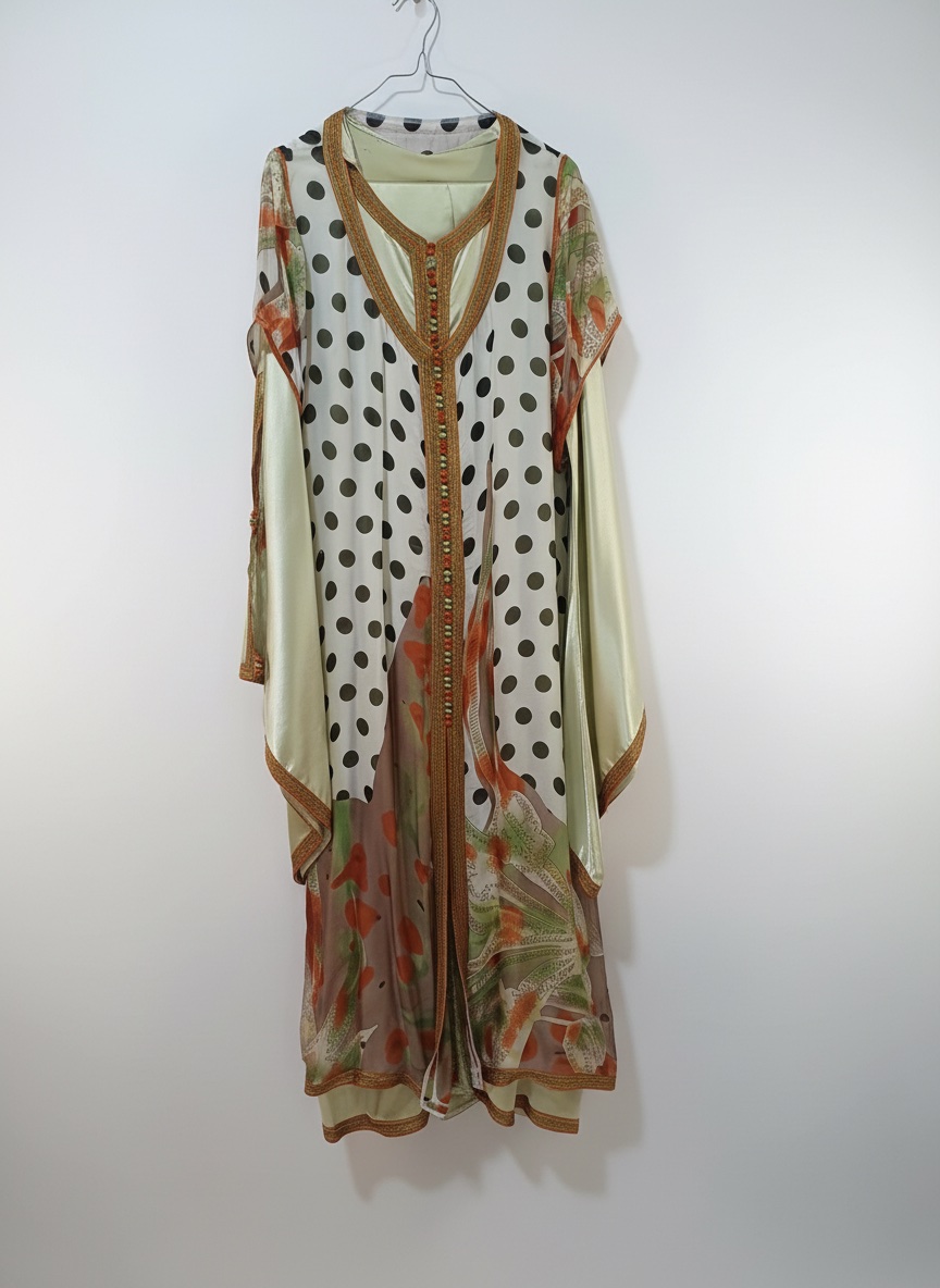 Caftan en soie pure t46 composé de 3 pieces 