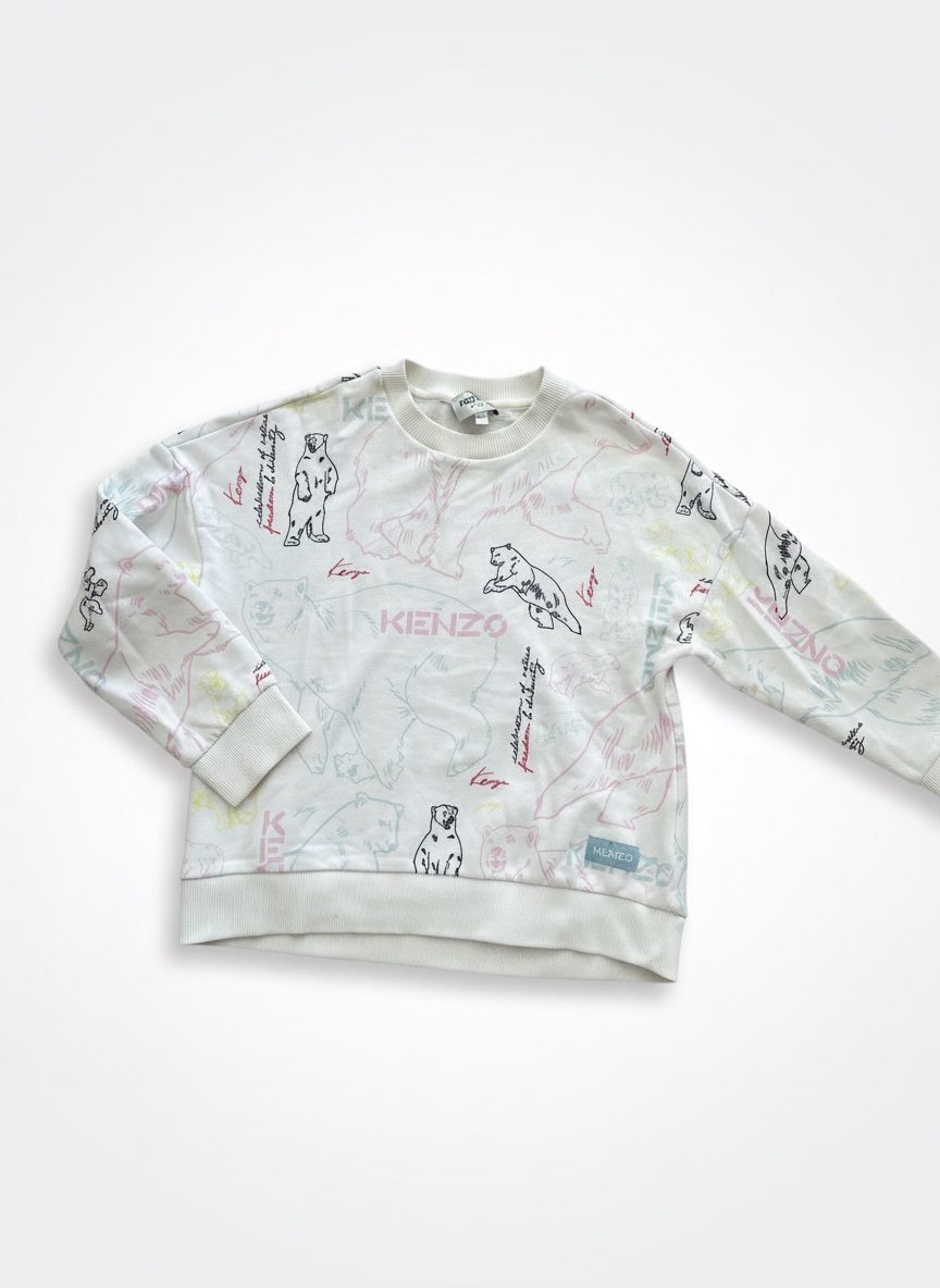 Pull kenzo blanc à motif t12 ans