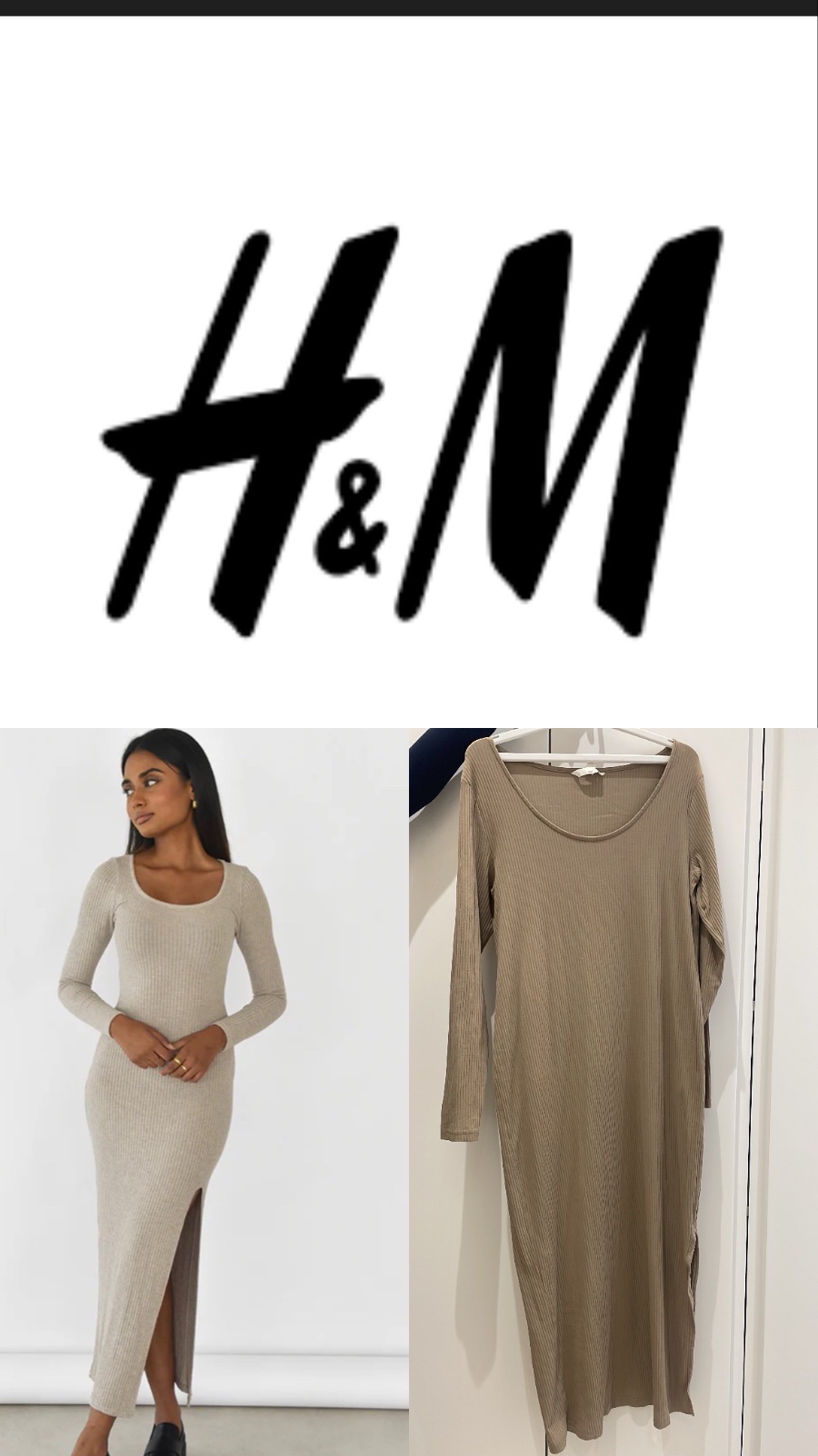 Robe hm tL avec fente couleur beige