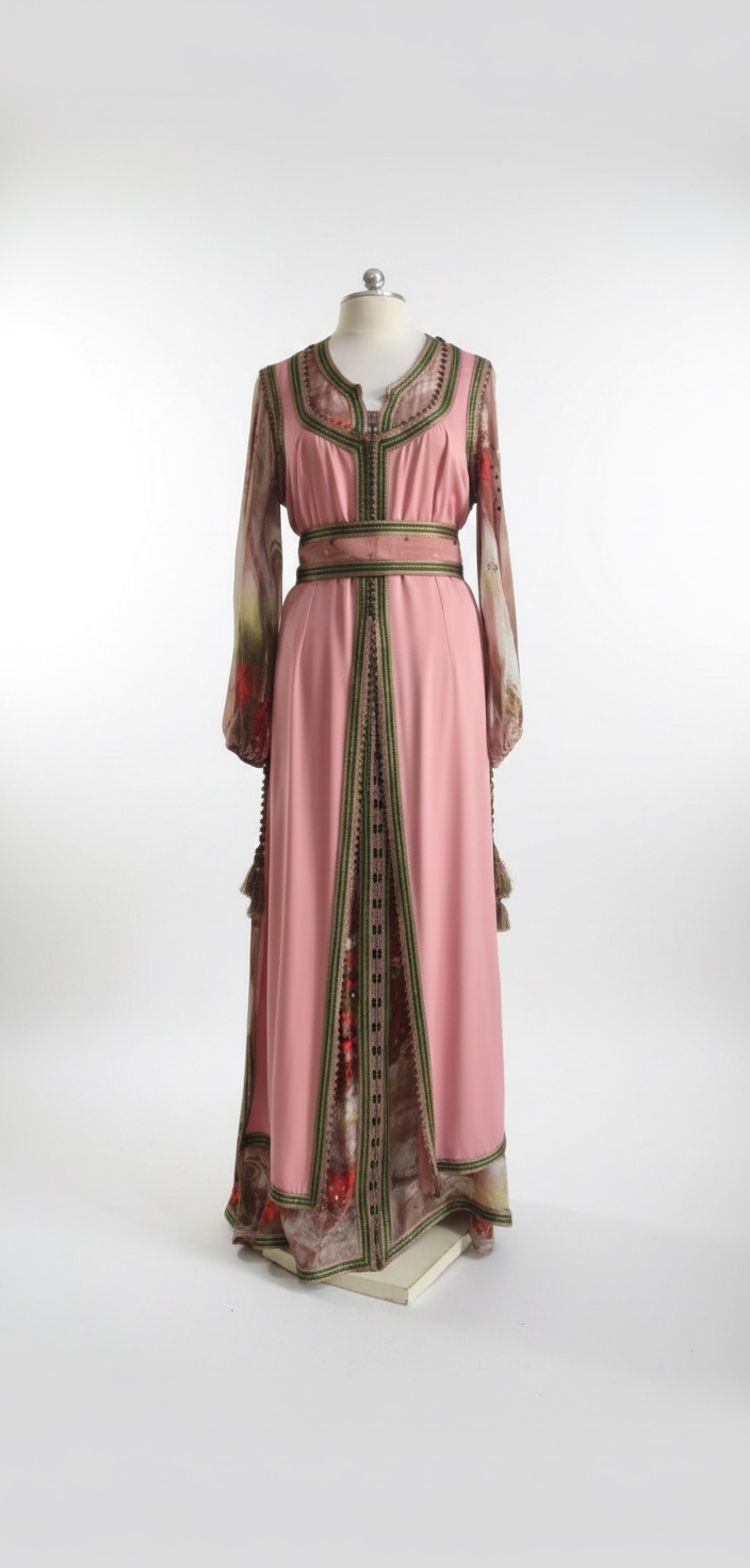 Caftan ❤️❤️❤️en soie et satin de soie composé de 3 pieces t40