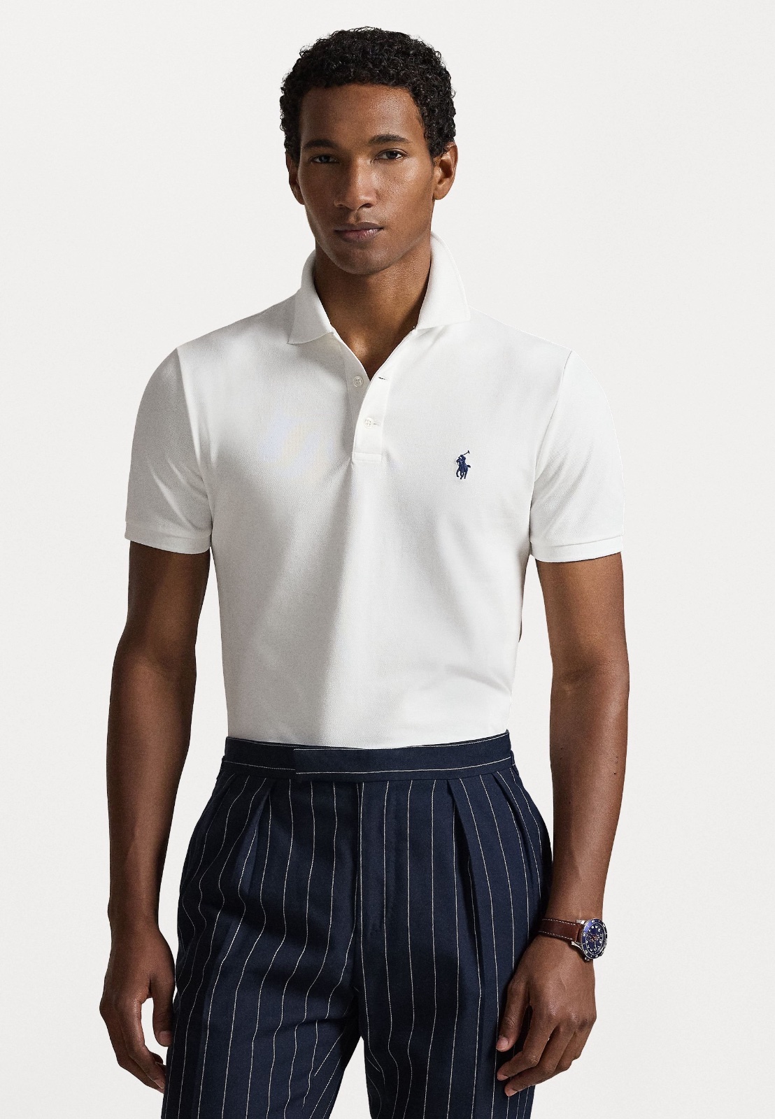 POLO RALPH LAUREN CUSTOM SLIM FIT STRETCH MESH POLO SHIRT - POLO SHIRT - WHITE