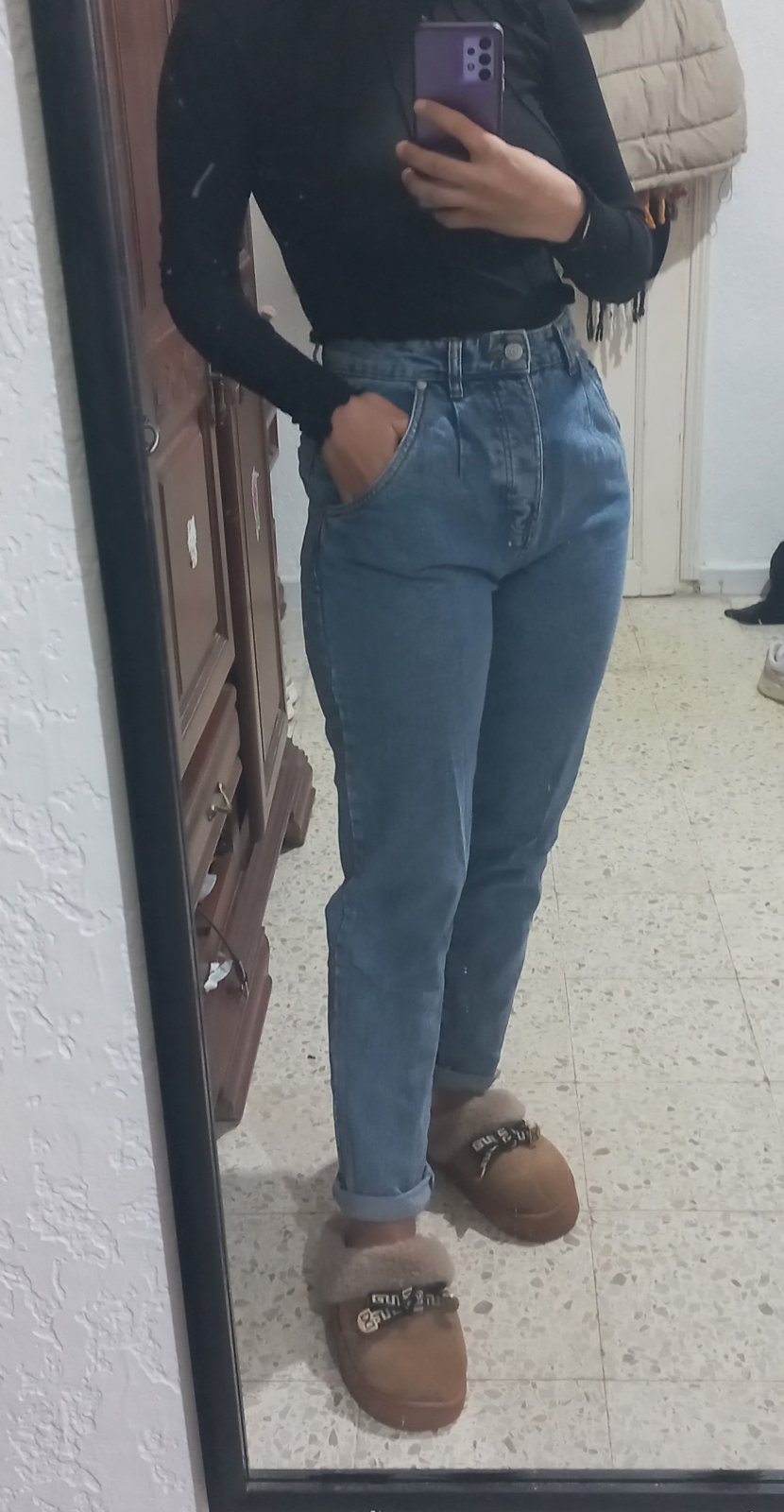 Pantalon djean coupe mom
