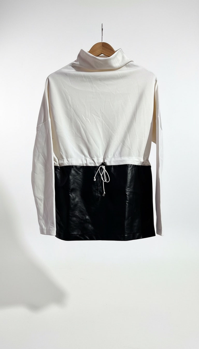 Pull tendance effet cuir noir 🤍🖤🤍