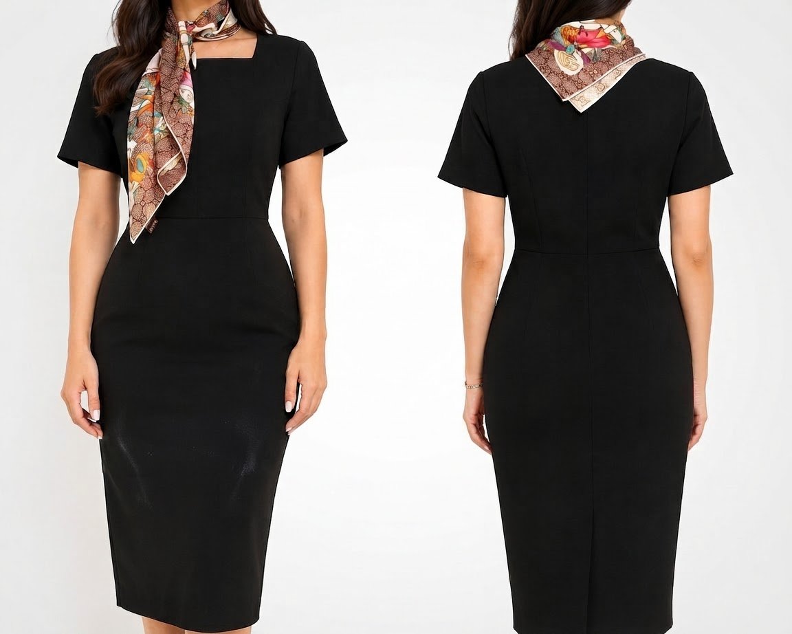 Robe noire + charpe Gucci 