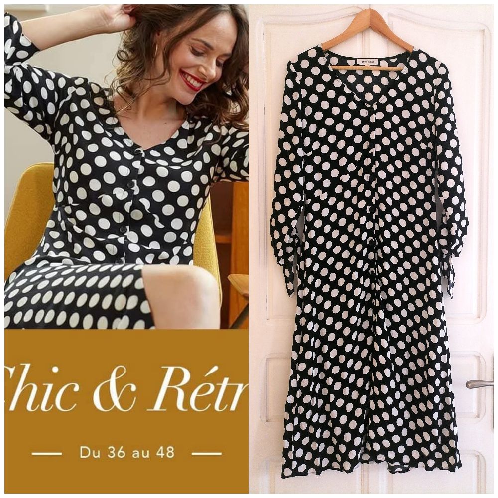 Robe midi à pois rétro et chic