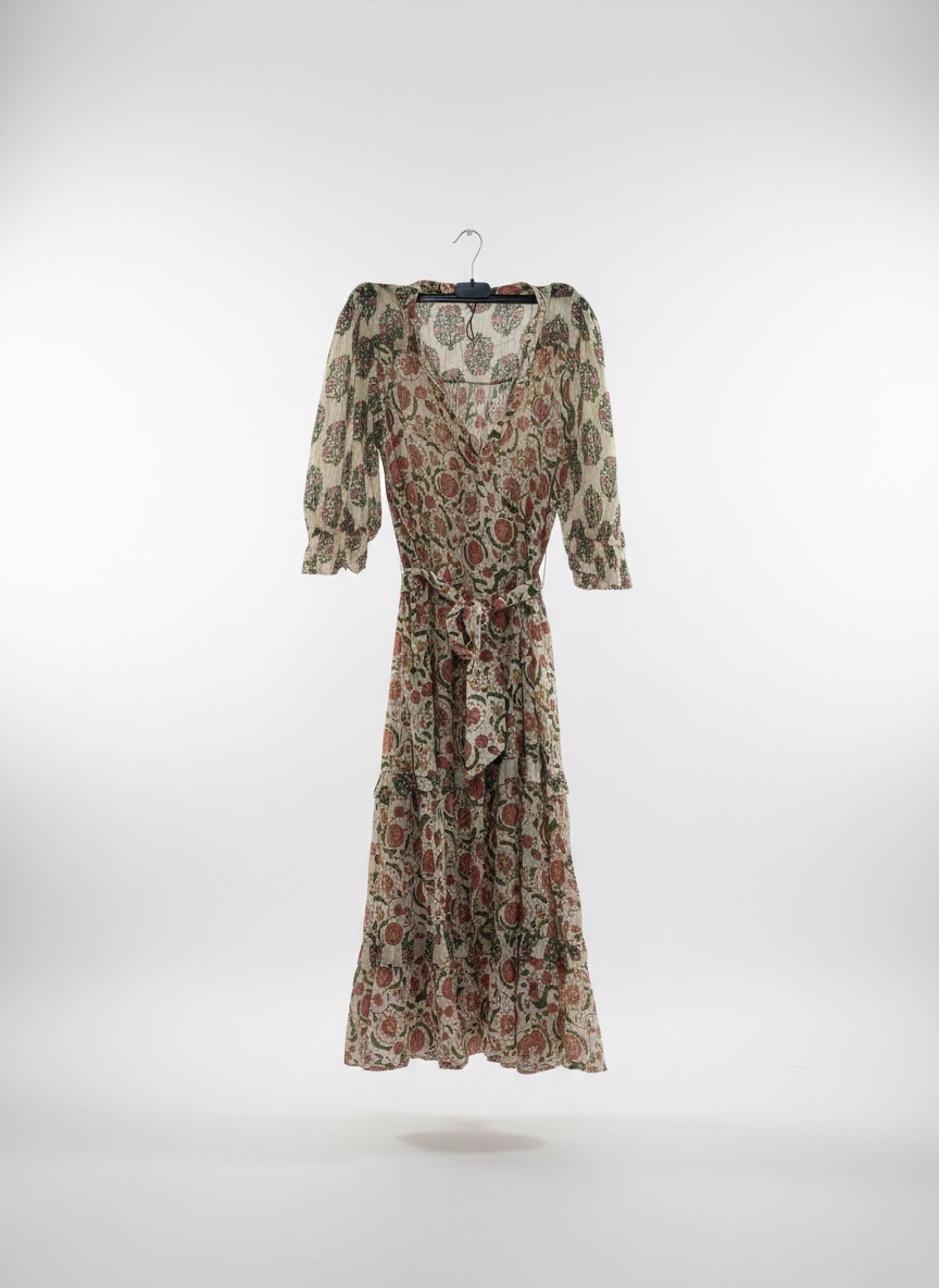 Jolie robe long coton floral neuf 