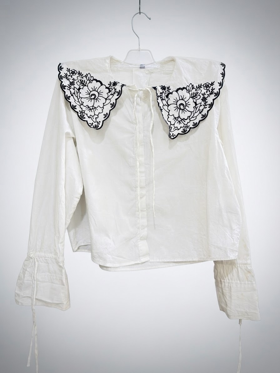 Jolie chemise col claudine brode over 