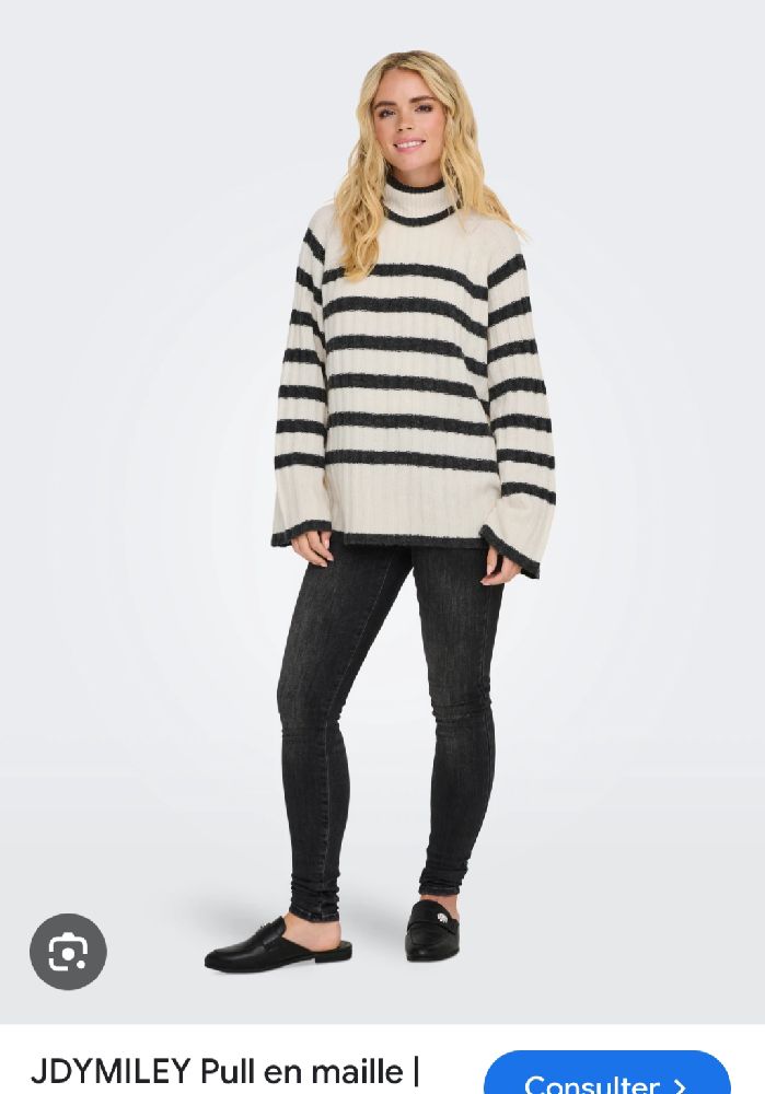 Pull rayé  en laine h&m over size 