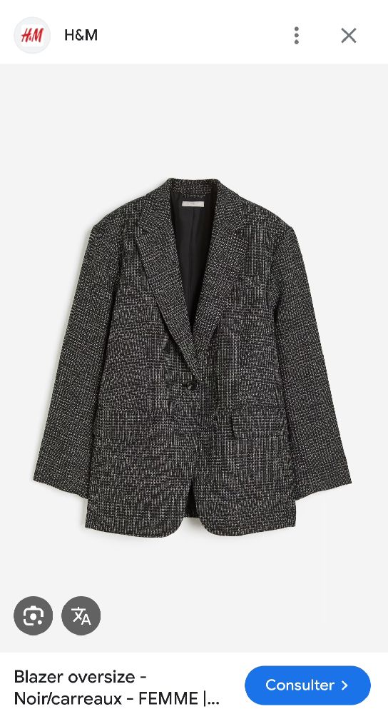 Blazer  carreaux cachemire H&M over size 