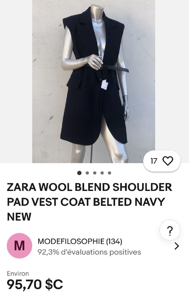 Blazer coat long sans manche laine over size 