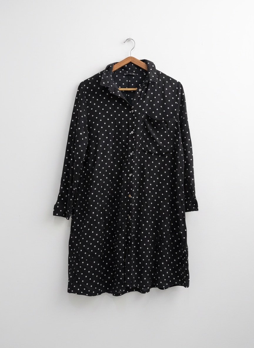  Chemise long ou robe chemise a pois